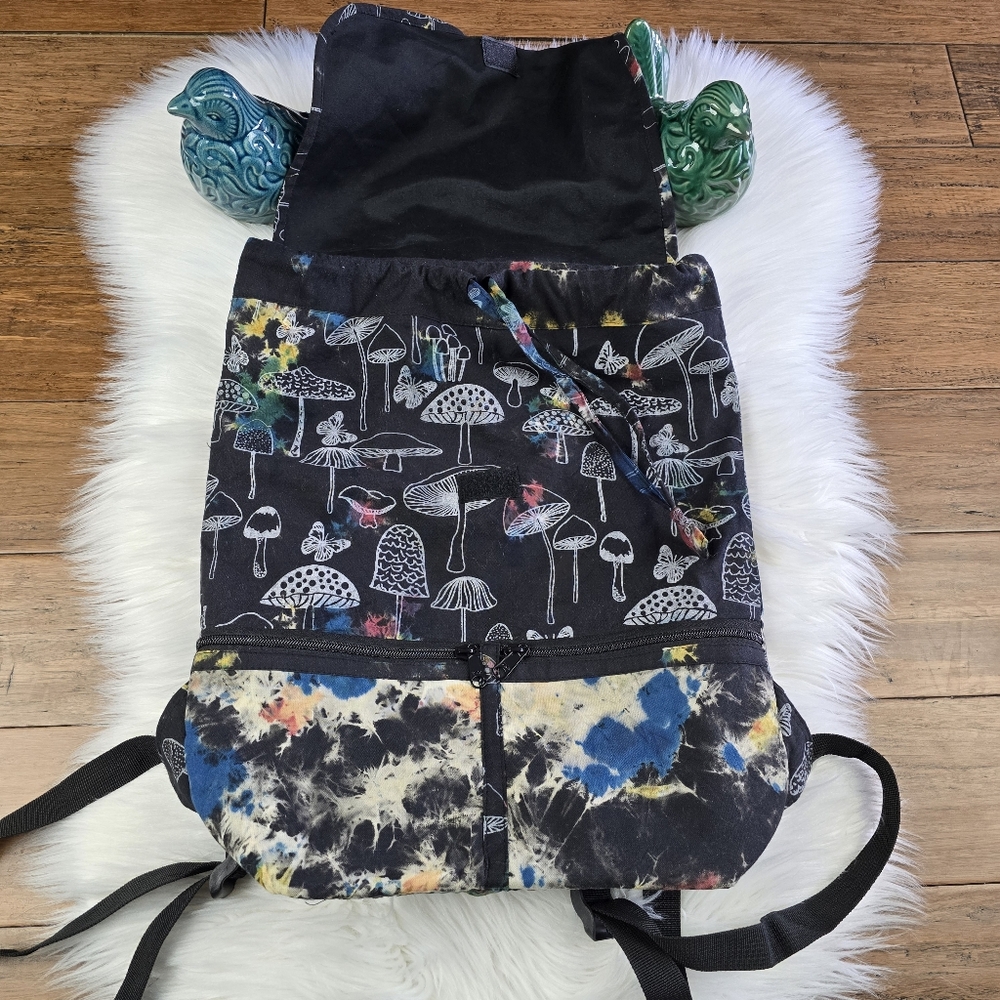 The Collection Royal Mushroom Tie Dye Hippie Boho Festival Backpack - Picture 11 of 13